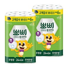 뽀삐 롱 프리미엄 도톰한 2겹 30m30롤 화장지, 30m, 30개입, 2개