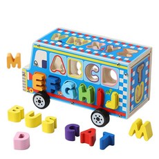 數字配對迷宮早教益智玩具：蒙特梭利英文字母學習木質滑滑車拼裝積木, 1個, 字母滑滑車
