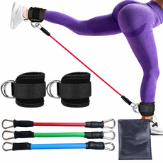 발목 저항 밴드 세트 튜빙 트레이닝 힙업 운동 홈트 피트니스, 1개, 멀티컬러