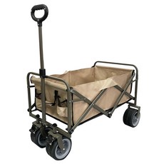 津宏五金 戶外摺疊拉車 台灣現貨 戶外露營 推車 手推車 手拉車 折疊購物車 摺疊推車 露營車, 卡其色, 1個