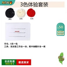 羊毛氈搓戳樂套裝 手工diy新手材料包 昆士蘭羊毛減壓玩具 DIY材料包 網紅創意手作禮品組, 1個, 3色共15克體驗套裝