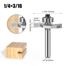 1/4 "1/2 생크 "T" 유형 비스킷 조인트 슬롯 커터 조인트/슬롯 라우터 비트 커터 목재 작업, 04 6.35 X 4.76mm