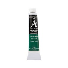 Grumbacher Academy 수채화 물감 7.5ml/ Grumbacher Academy Watercolor Paint 7.5ml/0.25 Ounce Thalo Green, 탈로 그린(블루 셰이드), 0.25온스(1팩)