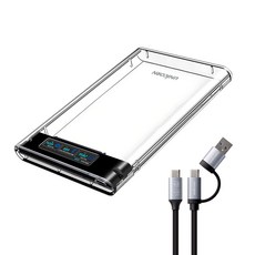 유니콘 스마트컬러LCD 2.5인치 HDD SSD 투명외장하드케이스 USB3.2Gen1 A+C타입젠더 슬라이딩결합 HSD-L40