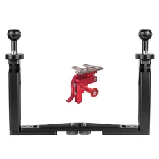 조정 가능한 듀얼 핸들 트레이 안정기 GoPro 13 용 다이빙 Canon Sony 카메라 스마트 폰 수중 하우징 브래, 03 Black w Red Shutter