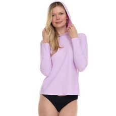 Hurley 후드가 달린 여성용 래쉬가드 여성용 긴소매 후드 수영 셔츠 빠른 건조 UPF 50+ SPF 자외선 차단 화이트. M 155477