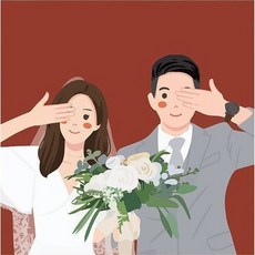 신랑신부 일러스트 3D보석 십자수 커플 함께 하는 다이어몬드페이팅 비즈공예 큐빅 스트레스 해소 사랑 담아 있는 DIY 만들기세트 기념일선물, 신랑신부 002, 60*60, 1개