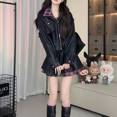 여성투피스 여성세트 PU 가죽자겟 + 미니원피스 여성자켓 여성원피스 LQW26020442 68