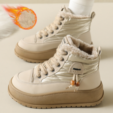 NUNUHANA 여성 겨울 방한화 퍼 두꺼운 하이탑 퀼팅