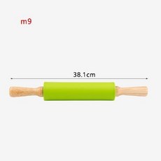 家用烘焙硅膠滾軸 不沾大號實木手柄 擀麵棍 兒童可用, M9實木手柄+硅膠 38.1CM, 1個