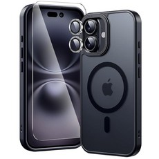 아이폰 17 프로 맥스용 마그네틱 쿨링 케이스 공기 소용돌이 열 방출 기술 지문 방지 MagSafe에 적합 군용 등급 범퍼 카메라 렌즈 및 화면 보호기 포함 딥 블루, iPhone 16 Plus (6.7"), 블랙