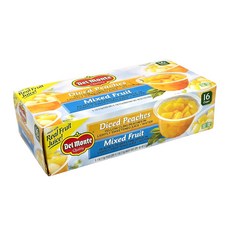 델몬트 과일 컵 버라이어티 - 16개/4온스 컵 Del Monte Diced Peaches & Mixed Fruits Cup 4 oz. 16/Pack (220-00744), 1개