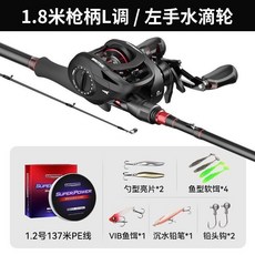 KastKing路亞竿套裝：全套釣魚竿、水滴輪、紡車輪組合，適用小繼竿、偷跑竿、海釣竿、振出路亞竿及旅行路亞竿, 槍柄-1.8米L/左手水滴輪套裝