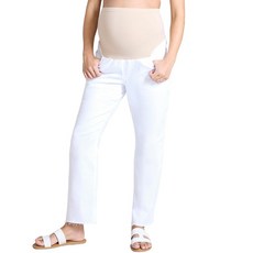 Motherhood Maternity 여성용 시크릿 핏 오버 더 벨리 슬림 스트레이트 레그 임산부 청바지 블랙 스톤 워시, M, 밝은 흰색