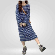 LETEO-팔삼이오 라운드 스프라이트 데일리 오버핏 니트 대학생원피스 20대원피스코디 겨울원피스 롱원피스