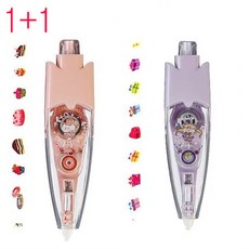 버딩 데코펜 데코테이프 일러스트 데코러쉬 다이어리 꾸미기, 1세트, 핑크+퍼플