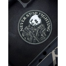 酋長 台灣總代理 戰術熊貓刺繡臂章 識別章 任務章 魔術貼, 黑色熊貓（圓形）, 1個