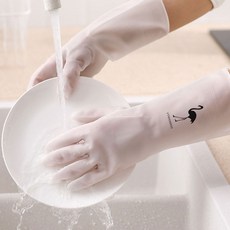 설거지용 니트릴 고무장갑 3켤레 3가지 사이즈, 3개, 중(M), 화이트 플라밍고