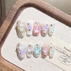 星願浮光 純手工美甲穿戴甲 指甲貼片, 1個, BNP401-M碼(實品拍攝)