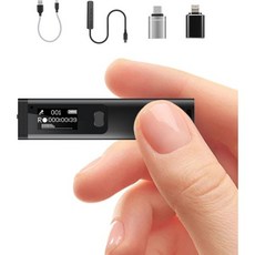 미니 디지털 음성 녹음기 - 1536Kbps 인식 녹음 소음 감소 기능 64GB 오디오 (강의 회의 인터뷰용) USB 및 MP3 플레이어 기능이 있는 휴대용 마그네틱 테이프