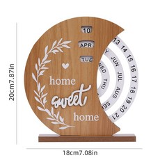 롤린더달력 회전 숫자판 친환경 우드 원목 나무 조립형 달모양 홈스윗홈 나뭇잎 패턴 디자인, 달 모양 디자인 20x18