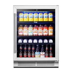이고 음료 냉장고 & - 24인치 180캔 맥주 쿨러 유리문 34-54 언더 카운터 냉장고에 바 오피스 침실용 소다 와인 내장, 1 24"Beverage Fridge - 180 Can