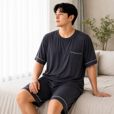 리버어스 남자 빅사이즈 쿨링 냉감 냉장고 모달 반팔 파자마 잠옷 세트