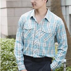 RATOPS 瑞多仕 男款 彈性格子布 長袖襯衫 DA2361 海藍色/灰格 吸濕排汗 快乾 UPF30+