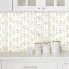 Rugreat 주방 필 앤 스틱 벽지 보헤미안 콘택트 페이퍼 캐비닛용 플로럴 뉴트럴 탈착식 자체 접착 침실 욕실용 방수 베이지/화이트 49.9cm(197인치) L 44.3cm(