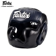 Fairtex 拳擊/泰拳護頭 真皮全方位保護頭盔, 1個, 黑藍