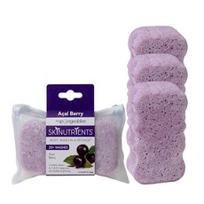 Spongeables Skinutrients 바디 워시 인 어 스펀지 아사이 베리 보너스 여행 가방 포함 20회 이상 세탁 99.2g(3.5온스)