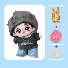 20cm 인형 귀여운 인형옷 후드티 솜인형옷 아이돌 솜깅이 맨투맨 솜인형 체크, 20cm (골격 없음), 탄지로+검정 5인조+흰 신발