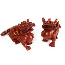 瑞獸擺件, 天然紅岫玉貔貅擺件招財鎮宅家居工藝裝飾品擺設一對
