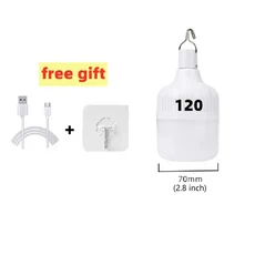 충전식 LED 캠핑 라이트 캠프 충전식 비상 USB LED 전구 방수 에너지 절약 전구 걸이형 작업등 텐트, 04 120W