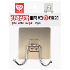 하니 강력접착 매직후크 더블고리 대 (180도회전 재사용 접착행거 주방 걸이후크, 1개, 상세페이지 참조