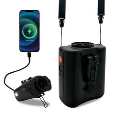 [ 1138354 ] EMINGSKY 휴대용 허리 팬 클립 온 최대 35시간 작동 시간 10000mAh 충전식 웨어러블 셔츠 팬 조명 포함 5단계 속도 벨트 야외 캠핑, 검정
