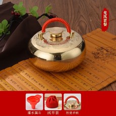 純銅加厚湯婆子 熱水袋暖手暖被窩 辦公室暖腳銅壺, 1個, 1.1厚11釐米龍鳳送編繩佈套漏鬥