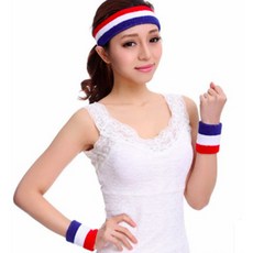 運動吸汗寬版護腕手腕帶 紅藍白三色 適用跑步舞蹈登山瑜珈健身戶外休閒, 1個