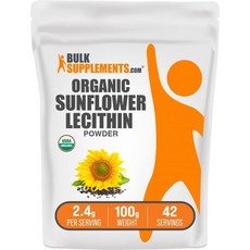 BulkSupplements.com Sunflower Lecithin Powder - Sunflower Lecithin Supplement Nutritional Supplem, 3.53 Ounce (Pack of 1), 1개, 100g