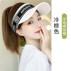 假髮女長髮一體空頂帽子 時尚千鳥格夏季仿真馬尾鴨舌棒球帽