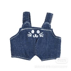 夏日大笨狗娃娃衣服輕鬆熊娃衣15cm玩偶小狗線條輕鬆熊玩偶衣服, 1個, 加大15CM藍色雙肩牛仔揹帶褲