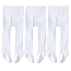 EPEIUS Baby Tights 여아용 미끄럼 방지 양말 심리스 플레인 레깅스 면 스타킹 팬티 스타킹 신생아 유아 유아 화이트 3쌍