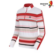 마코 (여성)컬러 배색 반집업 티셔츠_MNW1TH21