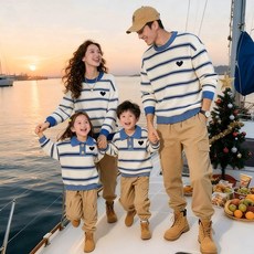 휴먼러브 겨울 패밀리룩 하트 자수 키즈 엄마 아빠 커플 돌 촬영 가족 니트 스웨터