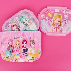 시크릿쥬쥬 식판도시락 [윙스플러스 가방세트-PP084], 시크릿쥬쥬-P0274, 식판 도시락 + 식판 도시락 뚜껑 2개 + 파우치, 1세트