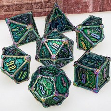 다면체주사위 금속 DND 던전 및 드래곤 RPG 세트 D20 D12 D10 D8 D6, Colorful Green, 1개