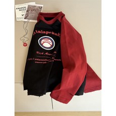春款兒童長袖棒球刺繡內搭上衣