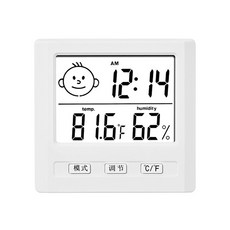 電子式 溫濕度計 - 背面磁鐵 電池式 液晶螢幕溫度計 - 居家適用, 1個, 升級款 白色, 白色