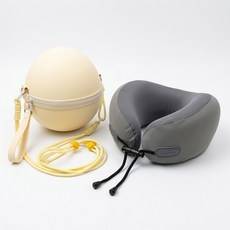 記憶棉U型枕 附收納盒 可拆洗 輕巧出行, 灰色