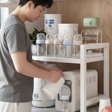 유또 길이 조절 전자레인지 맘마존 선반, 2단, 화이트